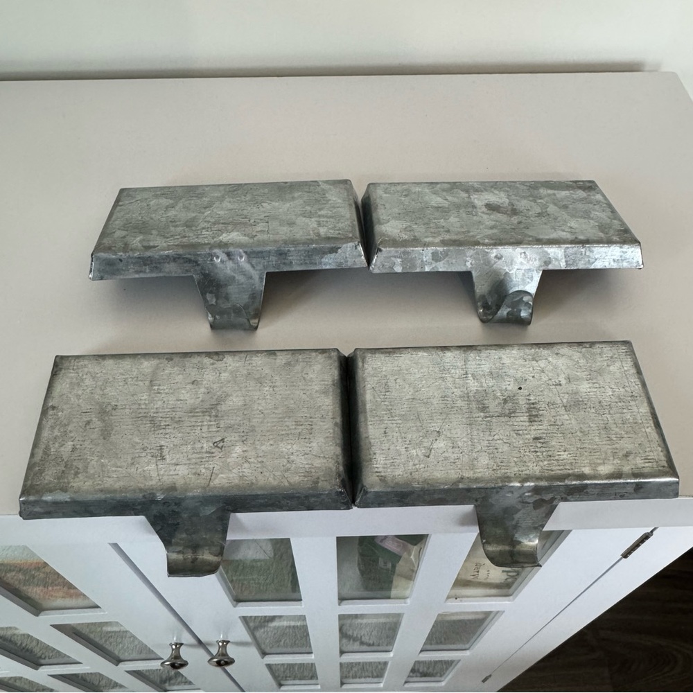 Set Of 4 Galvanized Metal Weighted Christmas Stocking Holders